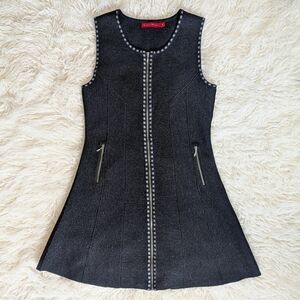 Krimson Klover Black & Gray Front Zip 100% Wool Dress